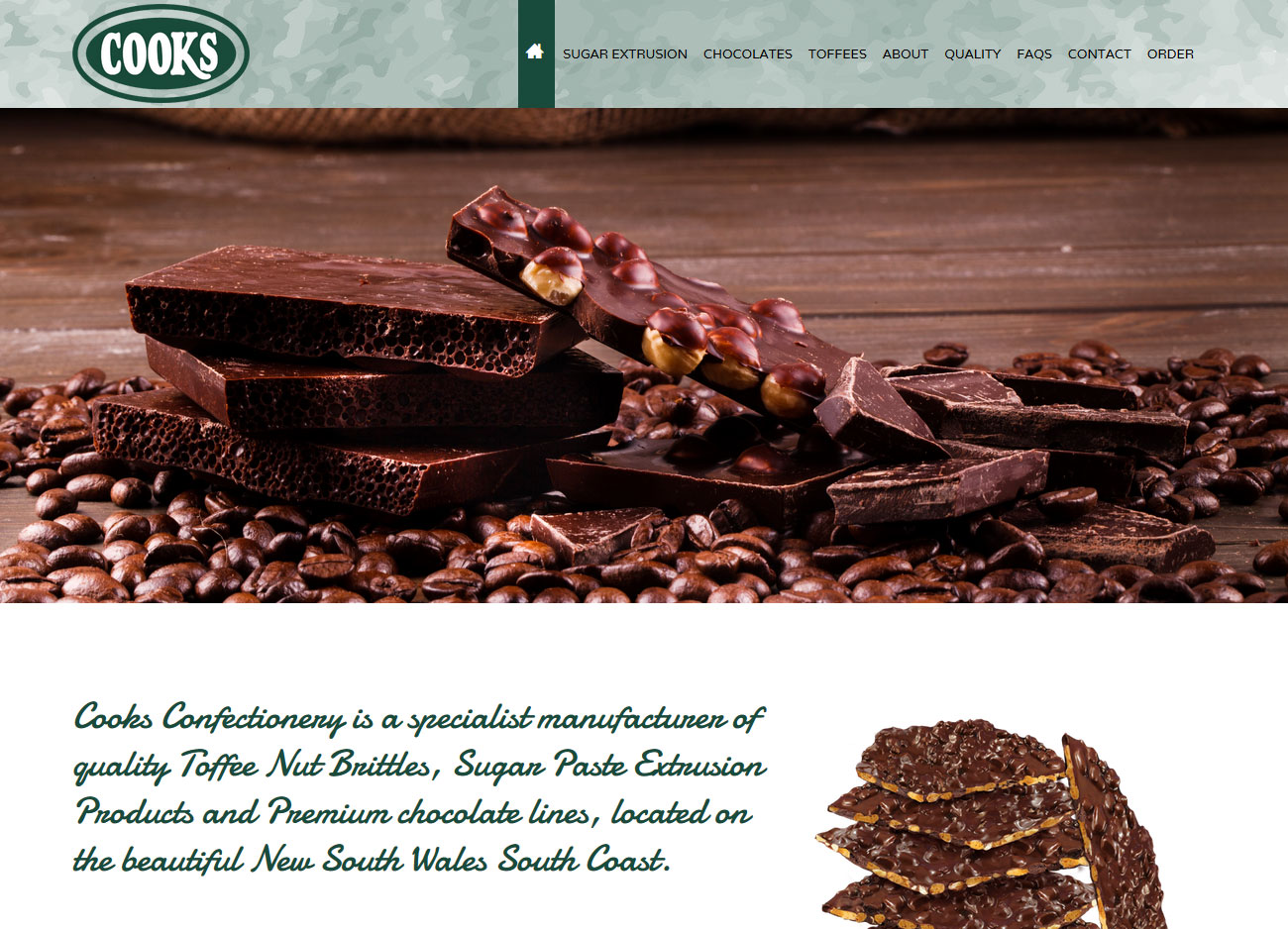 Cooks Confectionery - Website Screenshot