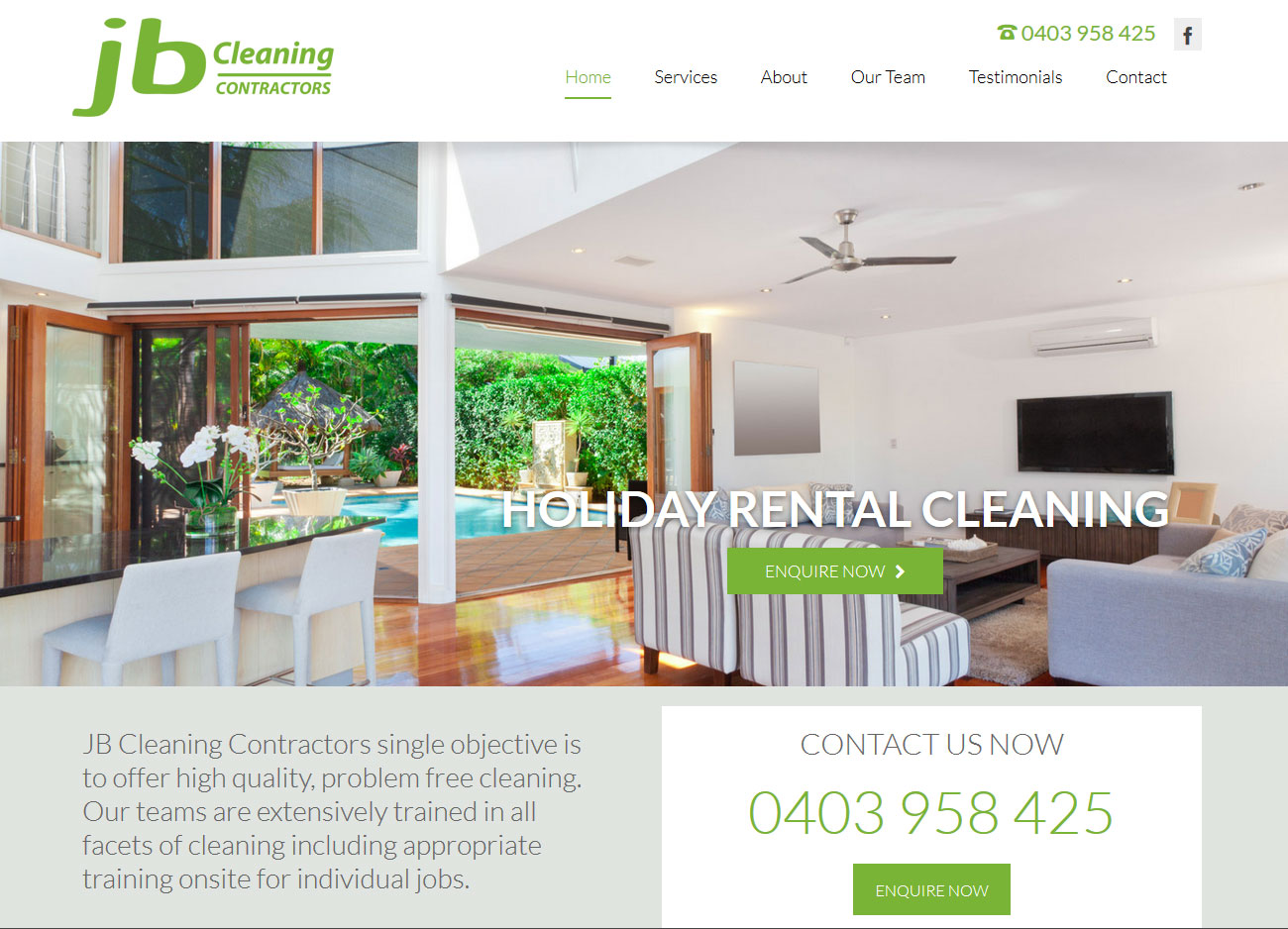 JB Cleaning - Website Screenshot
