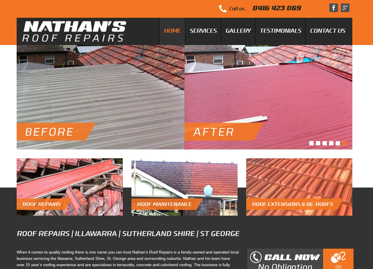 Nathans Roof Repairs - Website Screenshot