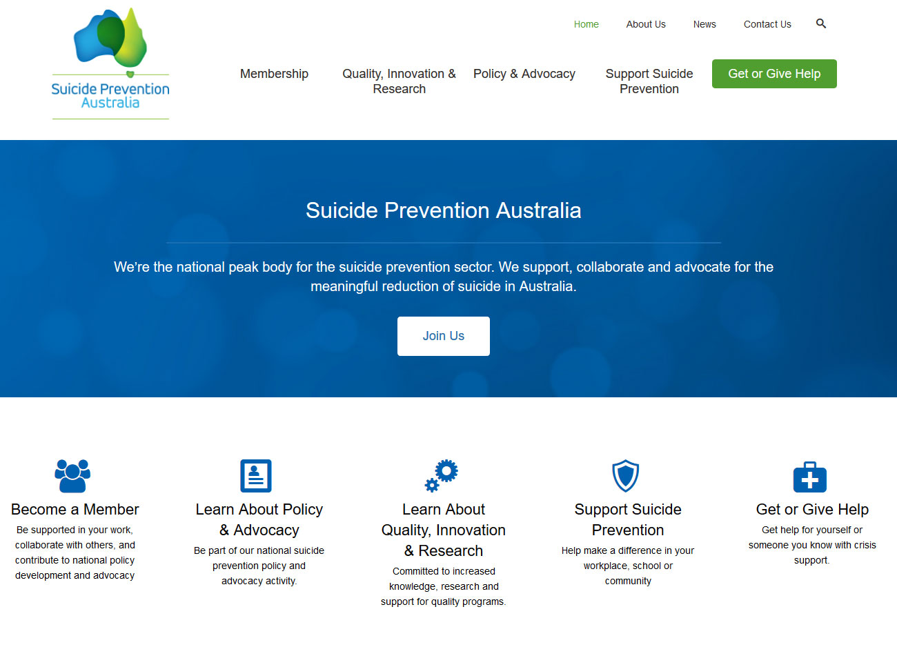 Suicide Prevention Australia - Website Screenshot